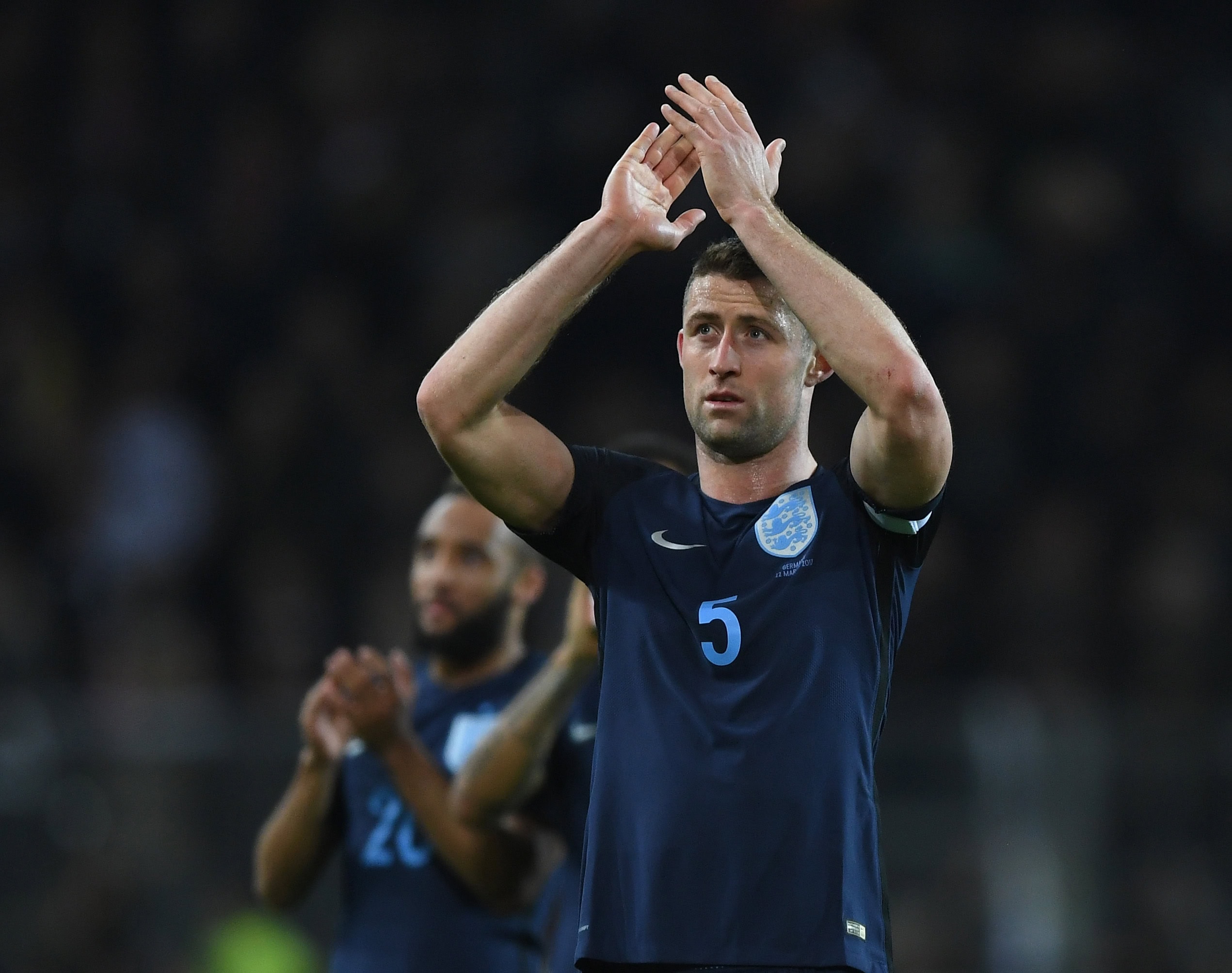 DORTMUND, GERMANY - MARCH 22: Gary Cahill of England applauds supporters after the full time whistle during the international friendly match between Germany and England at Signal Iduna Park on March 22, 2017 in Dortmund, Germany. (Photo by Shaun Botterill/Getty Images)