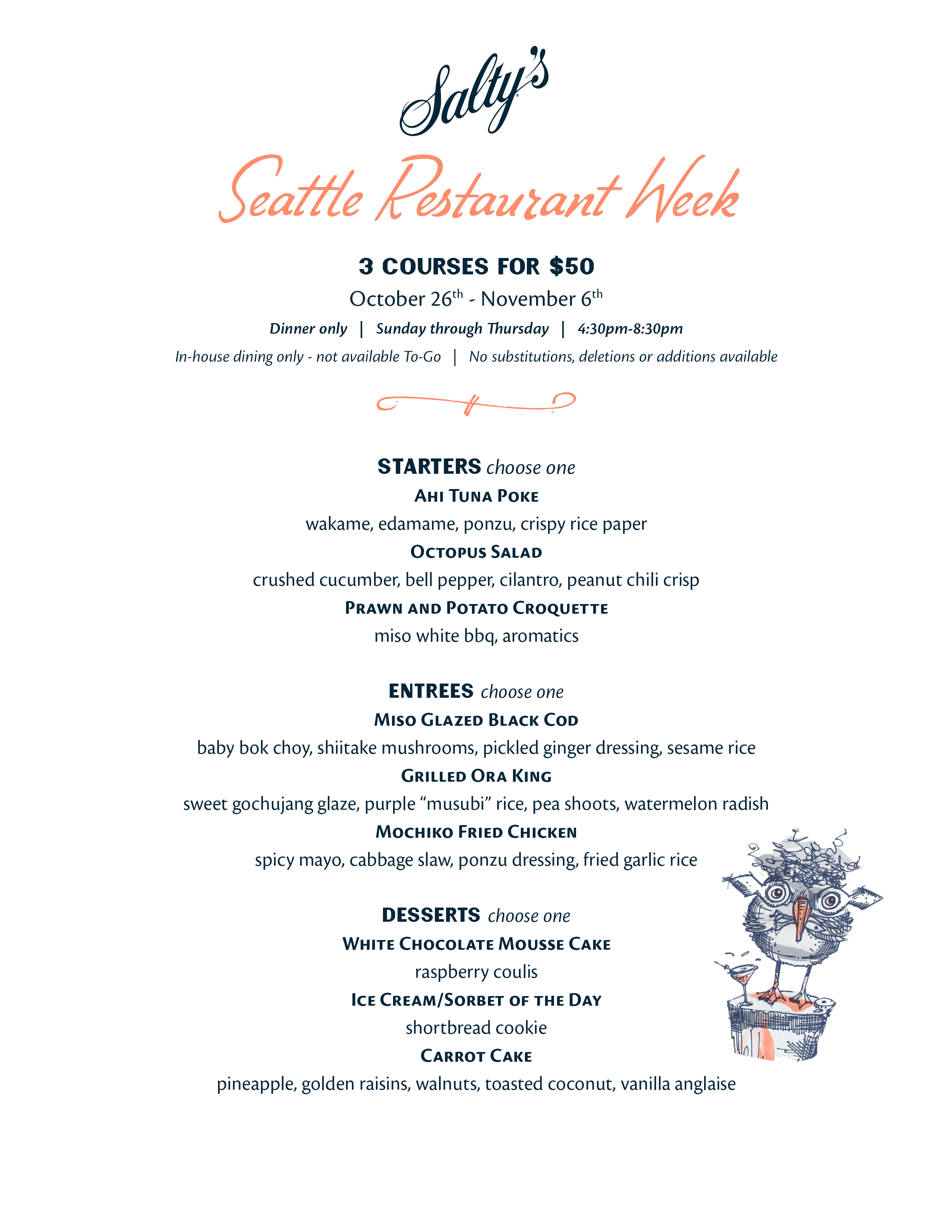 Seattle Restaurant Week Menu
