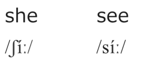 英語の発音:she と see の違い