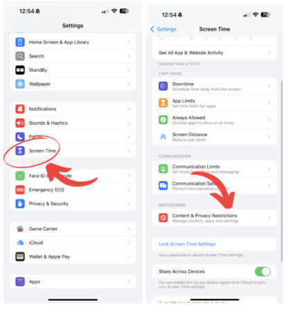 Screenshot of how to set up up age-restricted app filtering