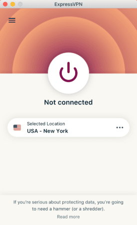 The ExpressVPN client for Mac.
