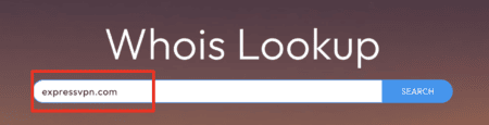 Looking up Expressvpn's IP address and ownership using a Whois lookup tool