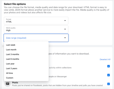 Choose how you want your Facebook information.