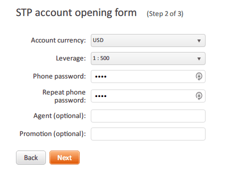 FXOpen取引口座開設フォーム2