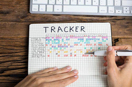 handmade tracker in bullet journal