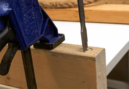 drilling hole in wood