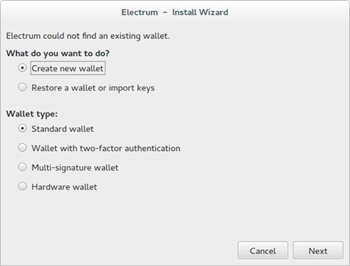 electum install wizard