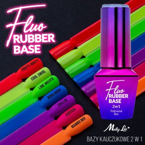Nowości - Baza kauczukowa z kolorem 4 fluorescencyjna baza do paznokci hybrydowych