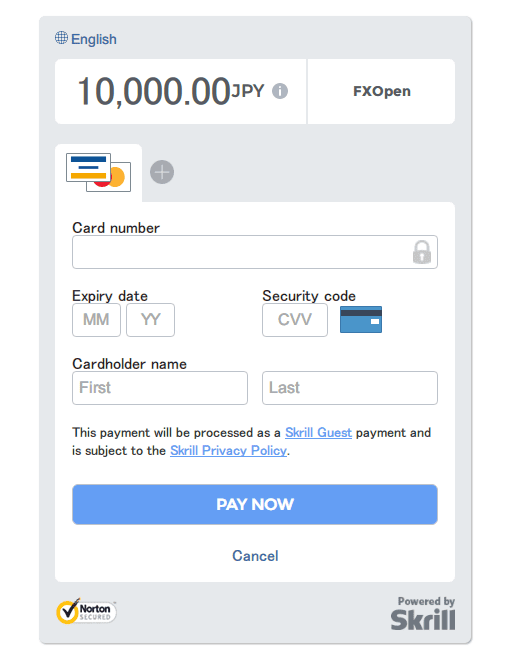 FXOpenクレジットカードで入金方法3