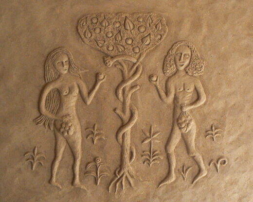 Adam a Eva hliněná omítka interiér Vladimír Voborník VobArt