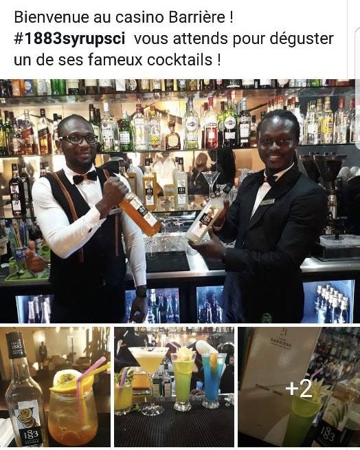 Formation des barmans du Casino BarriŐre ů Abidjan avec les sirops 1883 de chez Routin