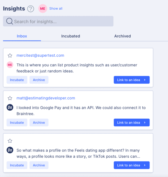 StoriesOnBoard product feedback tool for insight collection