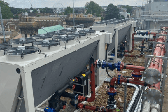 SubCool Cambridge Magistrates Court chiller replacement 4th floor roof site location before works