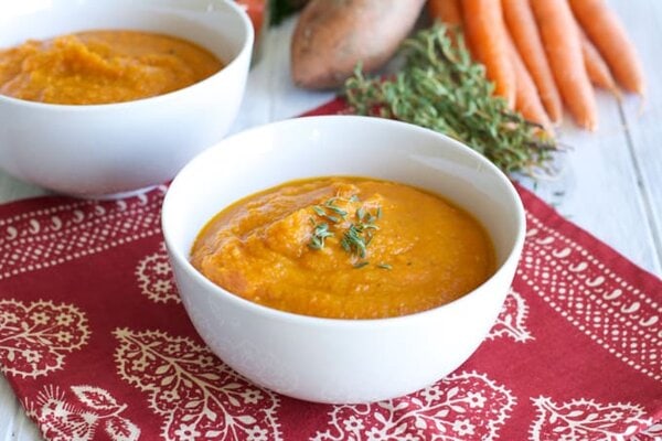 Roasted Carrot Sweet Potato Soup