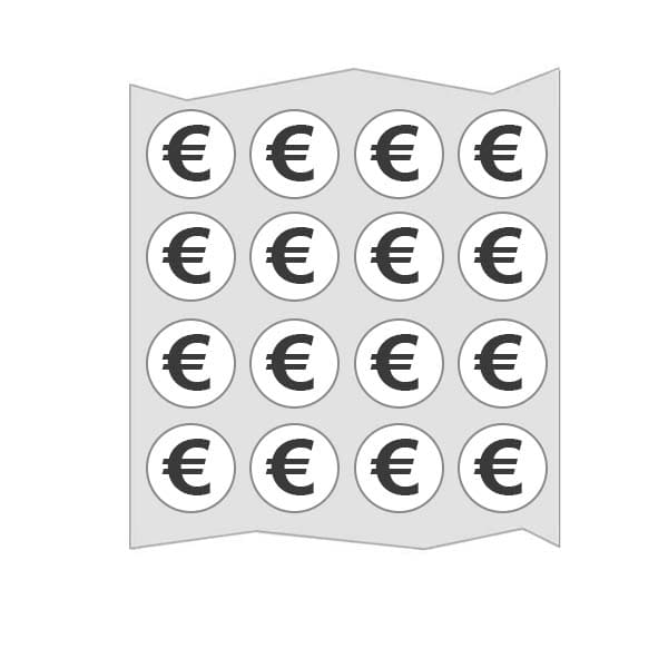 Малки стикери € черни ф10mm