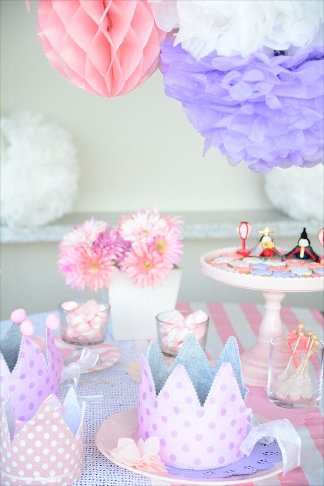 ピンクとパープルのひなまつりデコレーション : Pink + Purple Hinamatsuri Decoration