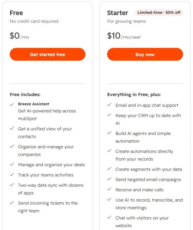HubSpot Starter pricing