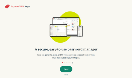 The setup page of the ExpressVPN Keys extension.