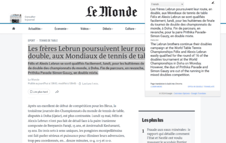 An example of the Google Translate extension being used to translate part of a French news article.