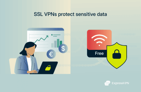 SSL Illustration showing SSL VPN protecting sensitive data.