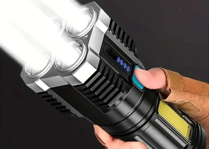 Lampe Torche LED 2000 Lumens GlobalShop - Rechargeable, Ultra Puissante, Longue Portée