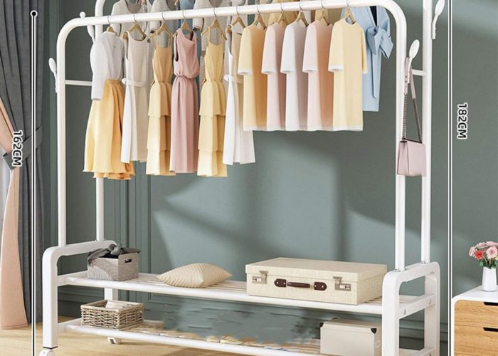 Cintre en Bois Plusieurs Crochets sur Pied PorteManteau Meubles de Maison vêtements Base Ronde