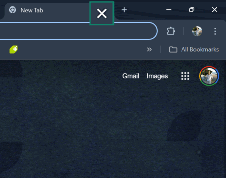 Screen showing option to close your internet tab.