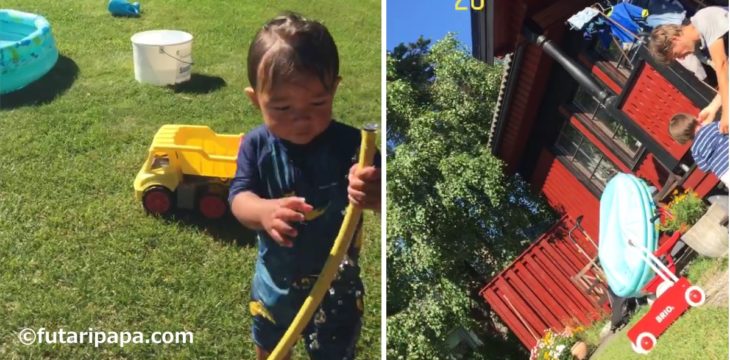 芝生のお庭で過ごす北欧の真夏（21℃）と、おじいちゃんのオーブンパンケーキ