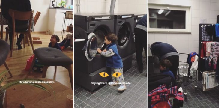 息子くん、ご機嫌斜めで泣きじゃくり、洗濯したら一気にご機嫌