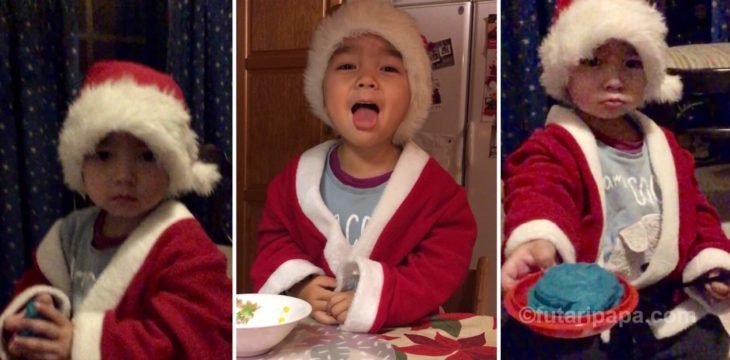 サンタさんとおままごと、得意料理はパンケーキとブルーベリーケーキ。