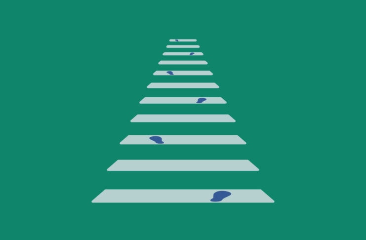 Steps with footprints heading up.