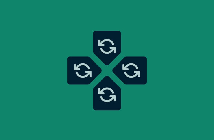 Gaming D-Pad with renewal symbols.