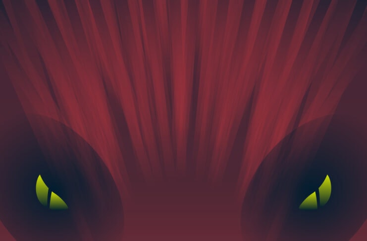 Dragon head with yellow eyes.