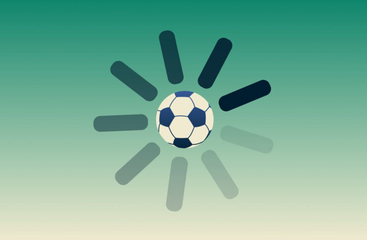 Soccer ball with throbber loading wheel.