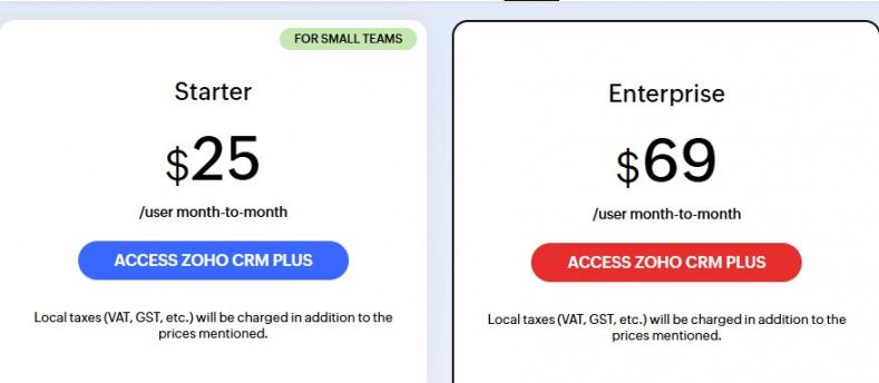 Zoho CRM Pricing