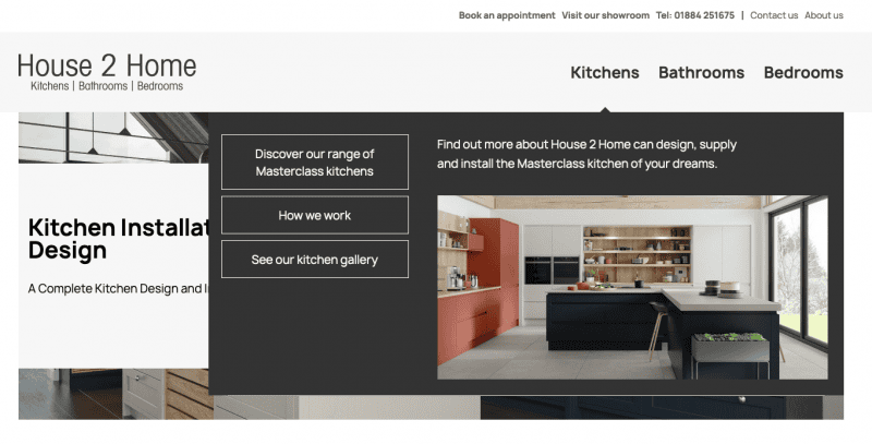 home improvement site mega menu