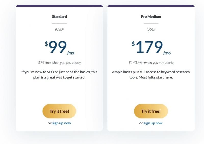 Moz pricing