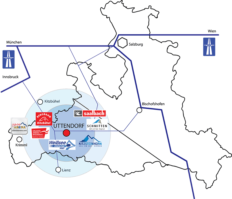 Lage von Uttendorf im Salzburger Land