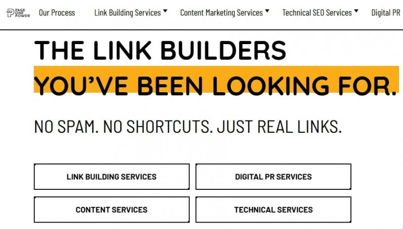 Page One Power Link Building Services Page
