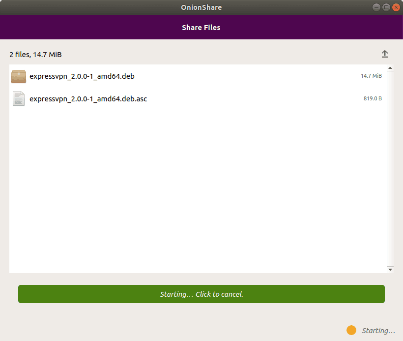 Share files with OnionShare screenshot