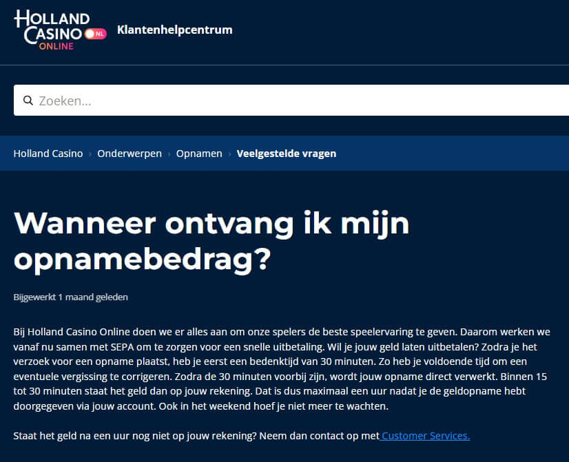 Holland Online Casino - uitbetaling via SEPA binnen 1 uur Holland Online Casino - uitbetaling via SEPA binnen 1 uur