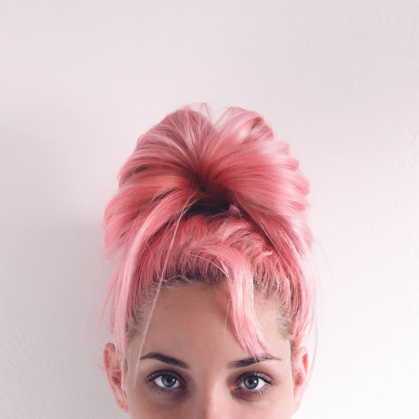 expressive pink hair girl with pink hair