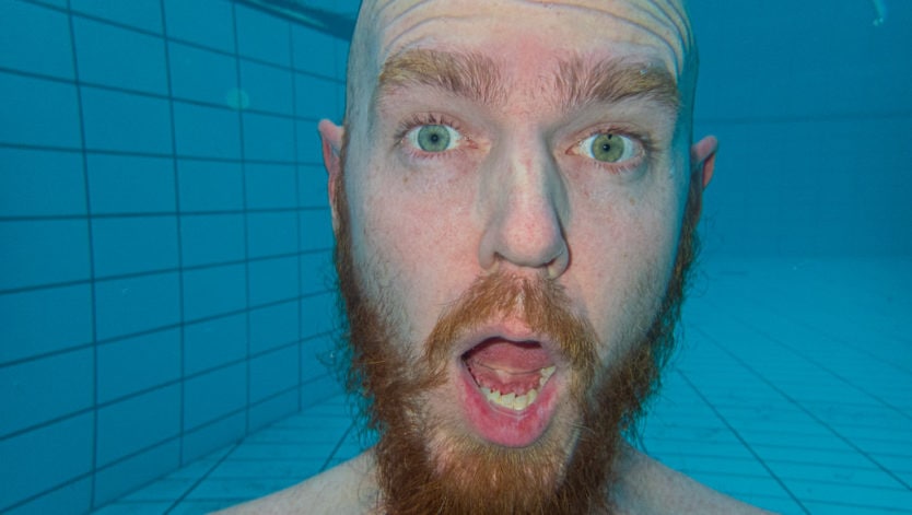 buddy goofing off under water