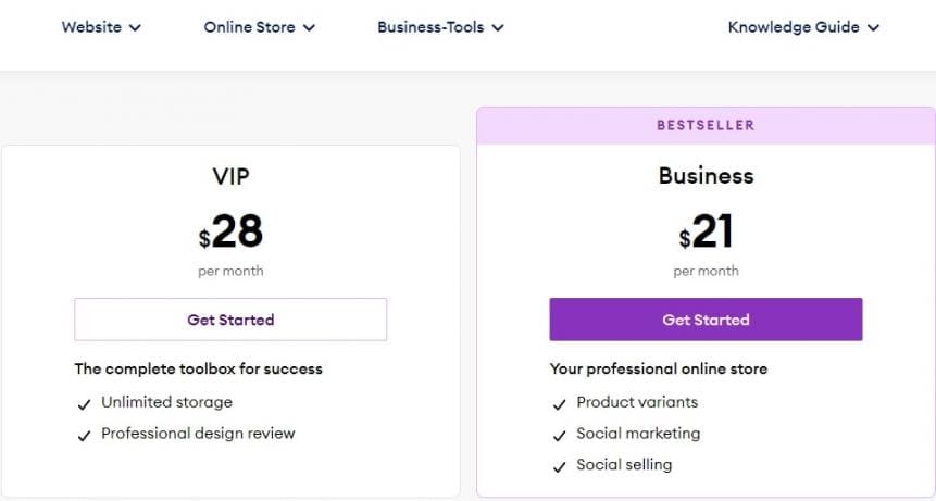 Jimdo Online Store Pricing
