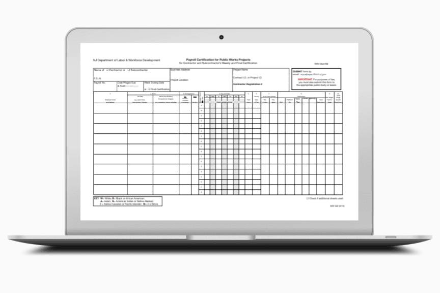 New Jersey Certified Payroll Report