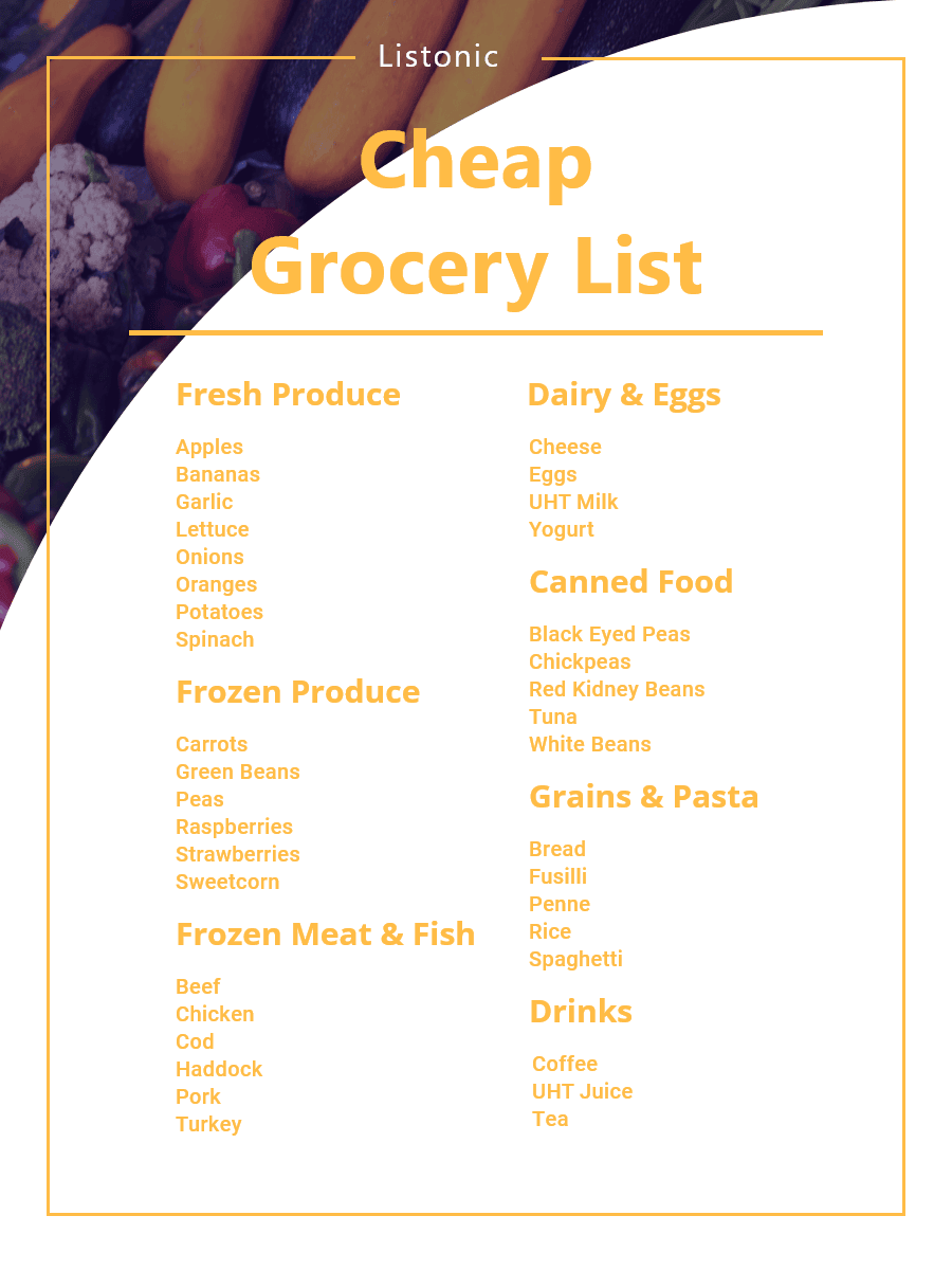 Reduce Your Grocery Spending With This Cheap Grocery List - Listonic