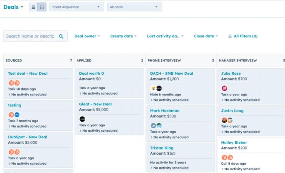 HubSpot Deal Pipeline Board