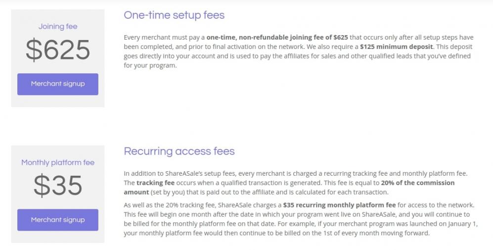 ShareASale pricing