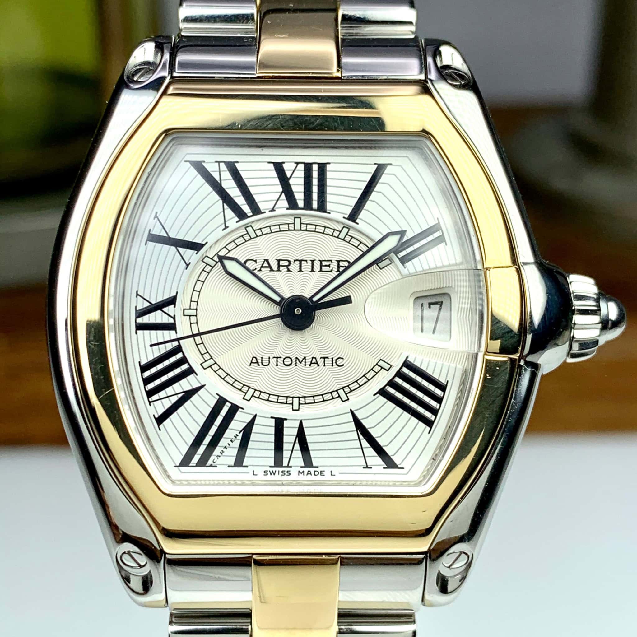 Cartier Roadster Yellow Gold Steel Automatic Mens Watch W62031Y4