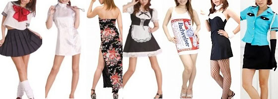 コスプレコンパニオンの衣装は、ナース、メイド服、チャイナドレス、セーラー服、バドガール、バニーガール、ミニスカポリスになります。